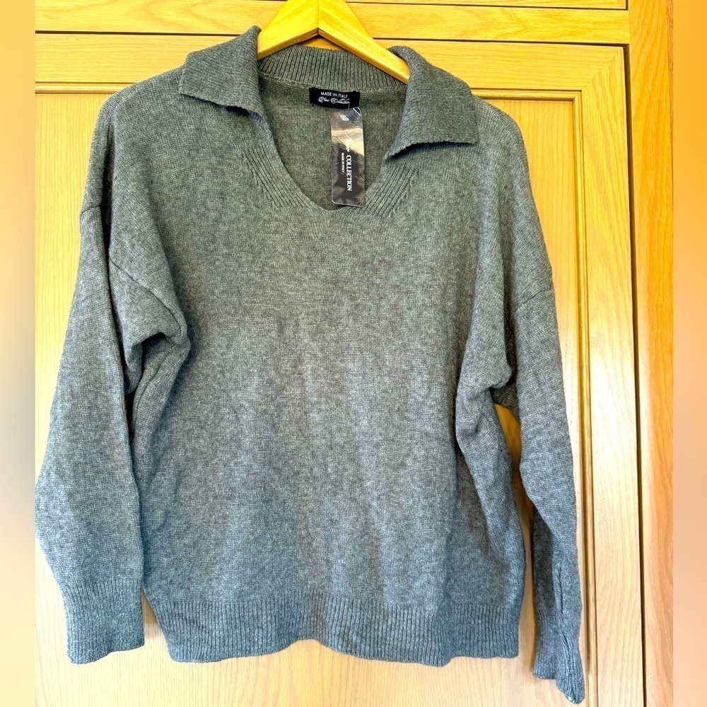 NWT New Collection Deadstock Made in Italy Wool Blend Collar Sweater / medium
